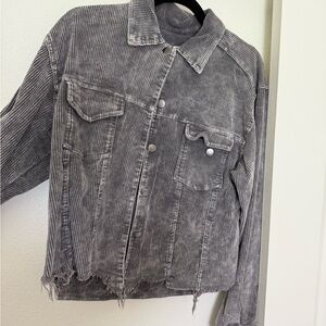 Pinkblush Gray Distressed Jean Jacket